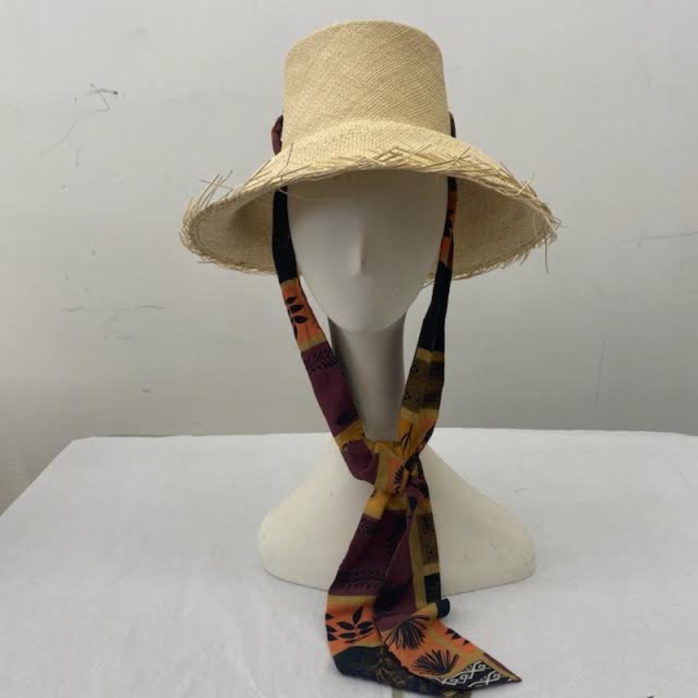 Woven Derby Hat with Patterned Ribbon
